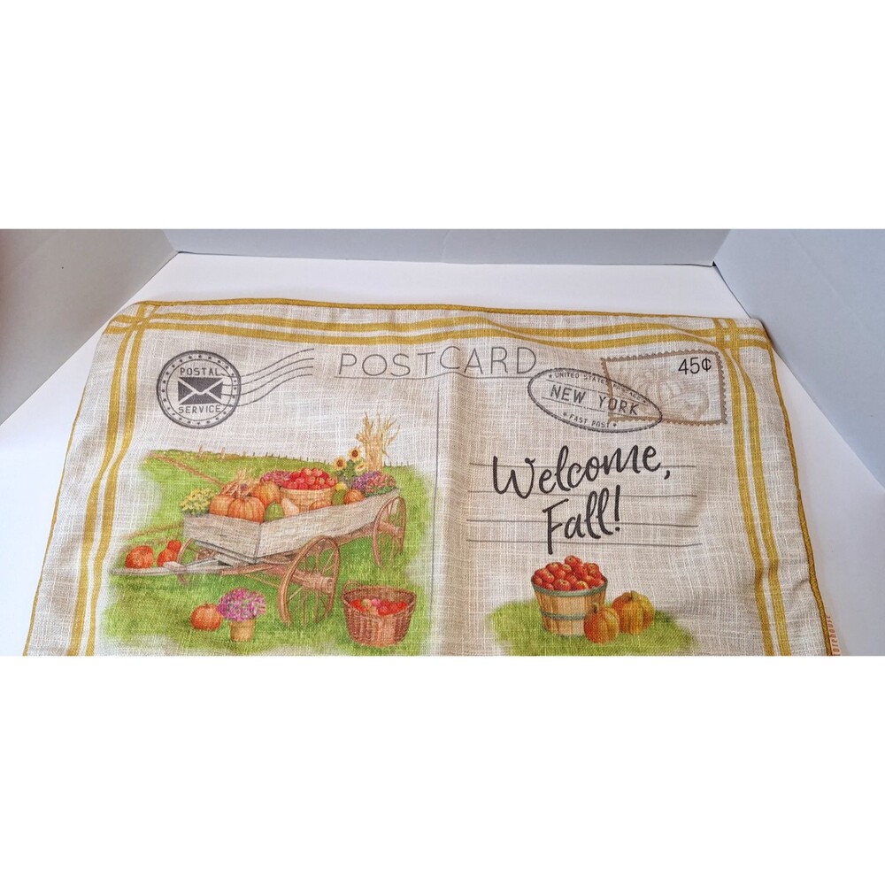 STROEHOUSE Pillow Cover Sham Welcome Fall Postal Service Postcard Canvas 14"x24"